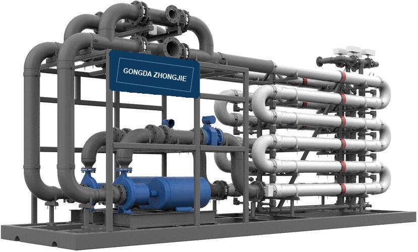 Arrangement drawing of a skid-mounted membrane plant used for softening duty